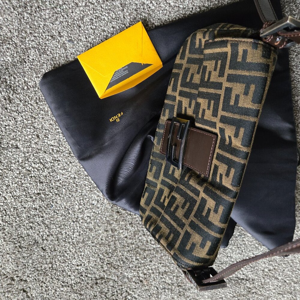 FENDI Zucca Mamma Bucket Used Handbag Brown Italy Vintage